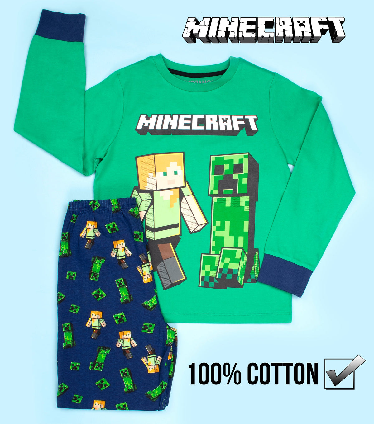 Pyjama Minecraft – vert & bleu