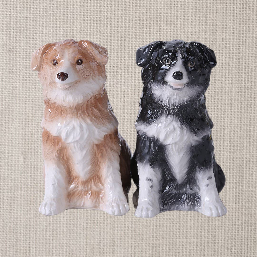 Set di saliera e pepiera in ceramica a forma di Border Collie