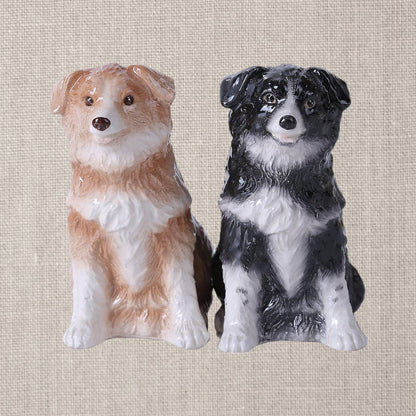 Set di saliera e pepiera in ceramica a forma di Border Collie