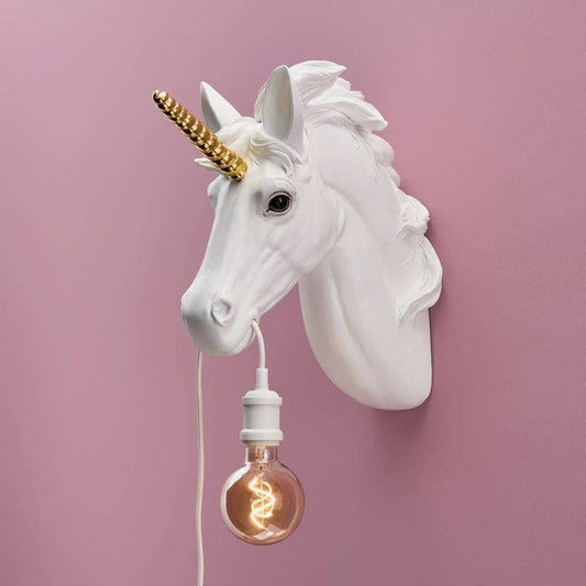 Applique murale Licorne Hugh Blanc-Or