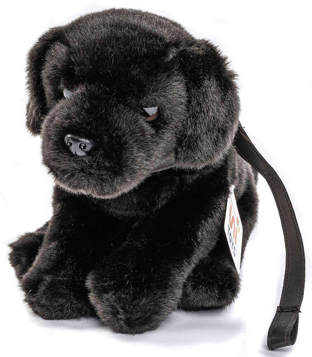 Peluche Chiot labrador (noir), avec laisse