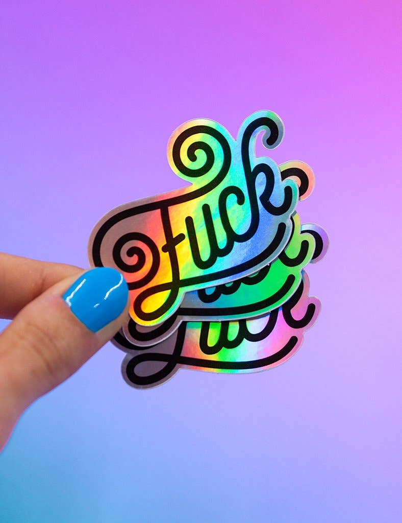 Autocollant – décoratif holographique en vinyle "Fuck" | Joanna Behar – vue 1