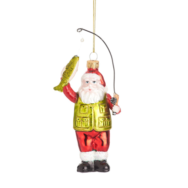 Enfeite de Natal Pai Natal pescando