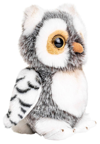 Uil (grijs-wit) - 18 cm (hoogte) - knuffel/pluche