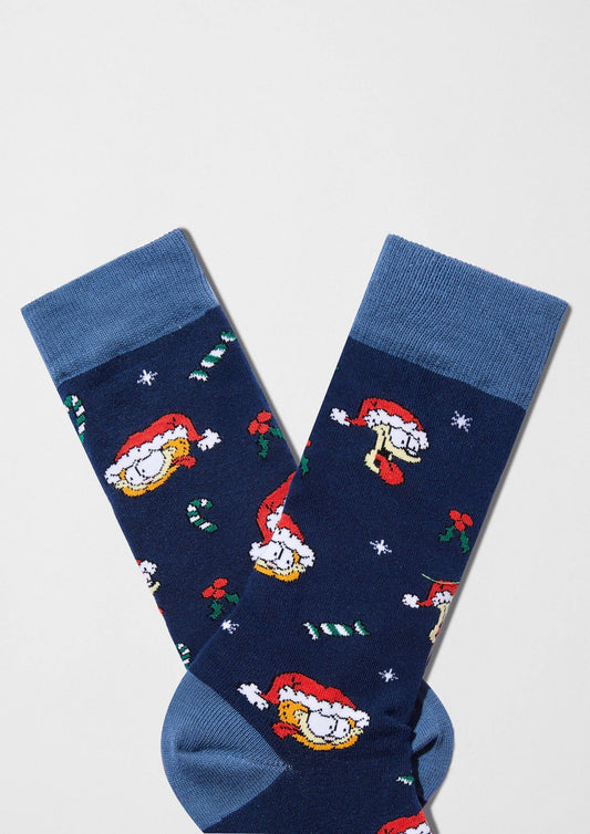 BeGarfield Santa - Chaussettes en coton biologique à 100%