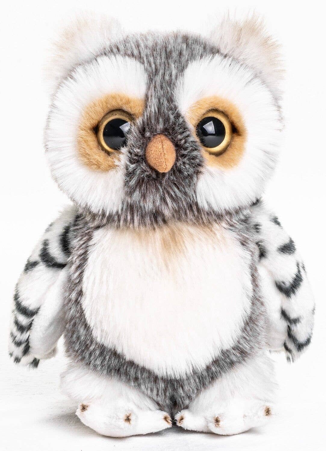 Uil (grijs-wit) - 18 cm (hoogte) - knuffel/pluche