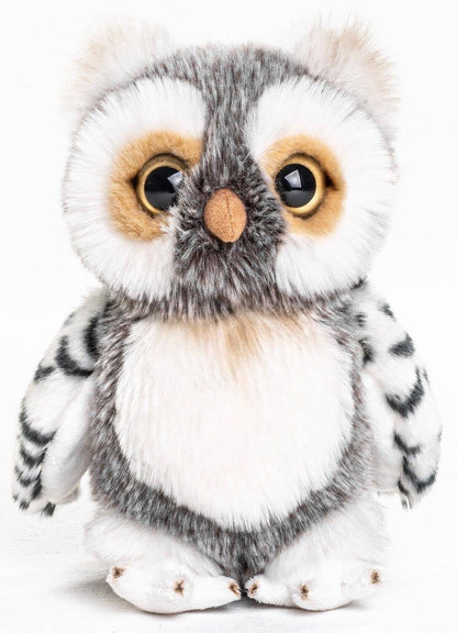 Uil (grijs-wit) - 18 cm (hoogte) - knuffel/pluche