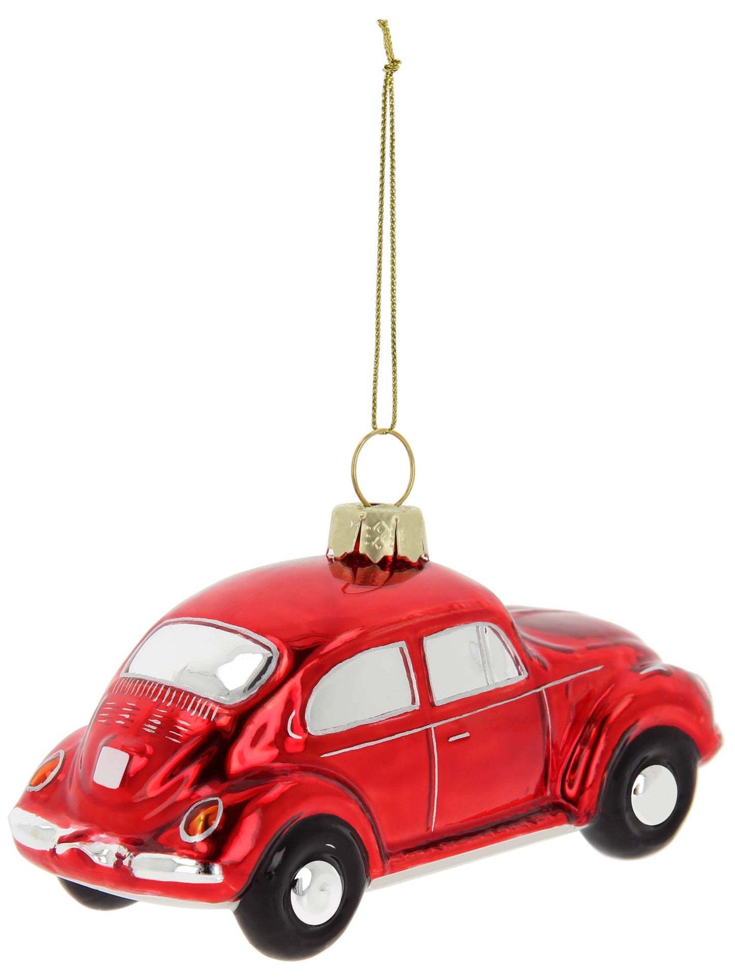 Decoración navideña de un VW Beetle rojo