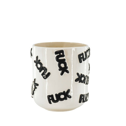 Pot - 'SHIT' - Ceramic - White/Black - 17.5x17.5x17.5cm