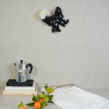 壁掛け花瓶 - ボウル型花瓶 - セラミック製 - ブラック - 19x18.5x5.5 cm