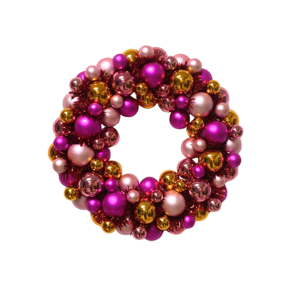 Couronne de Noël - Boules de Noël - Rose/Orange