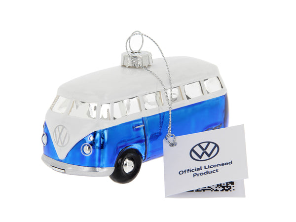 Decoração de Natal azul e branca para Kombi VW T1