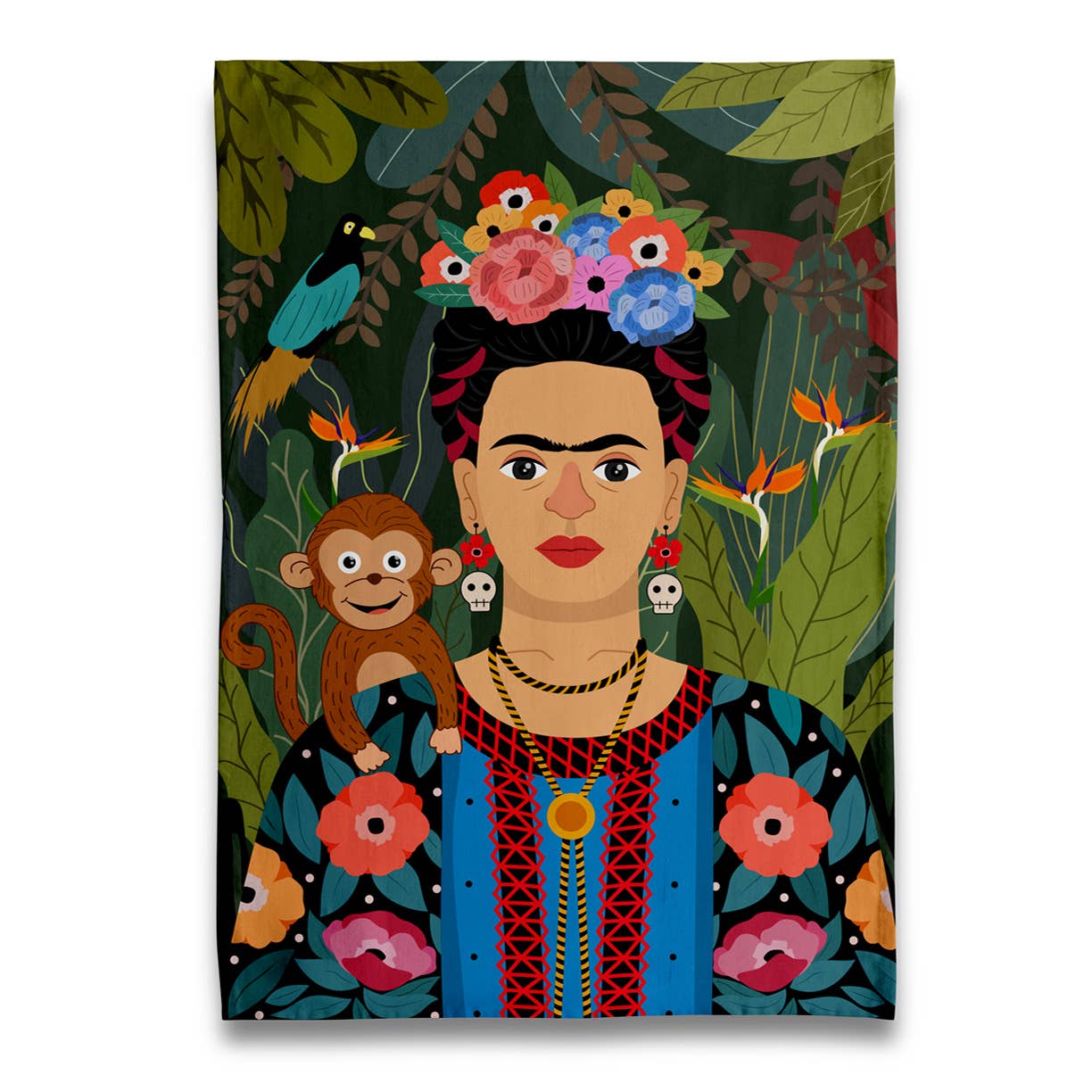 Paño de cocina de Frida Kahlo y el mono