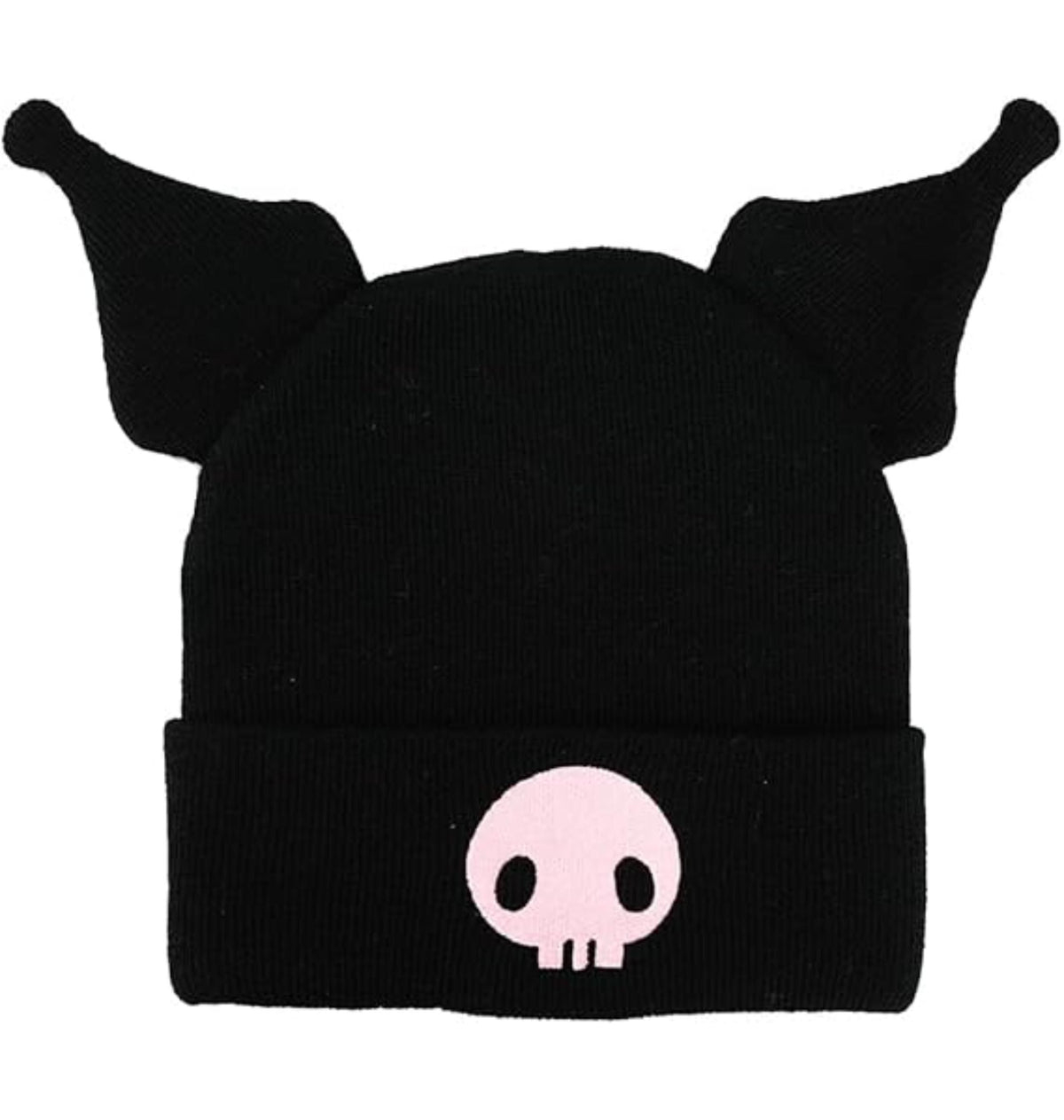 Bonnet Kuromi avec oreilles et broderie