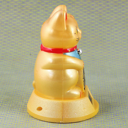 Chat chanceux solaire doré 12cm