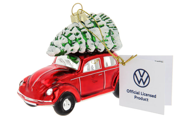 Decoração de Natal com Carocha vermelho e árvore de Natal