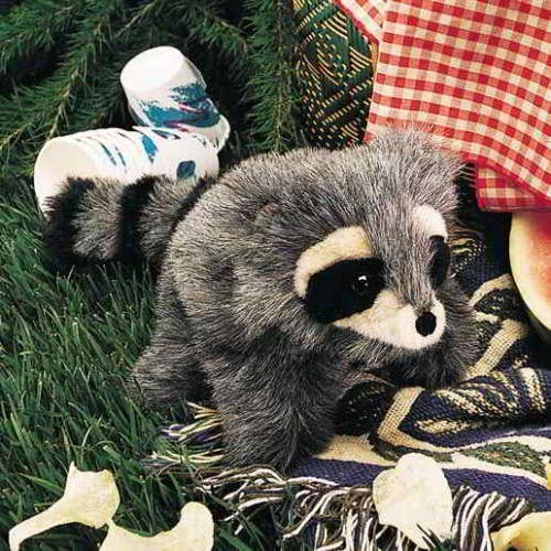 Marionnette à main Petit raton laveur et bébé raton laveur 2238 Folkmanis réaliste