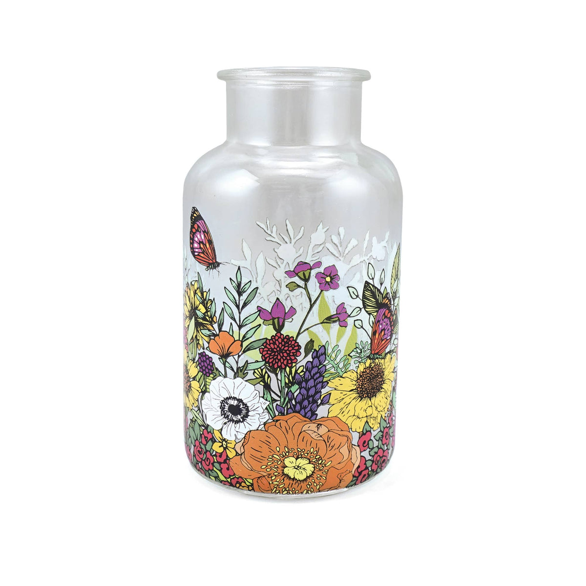 Vaso de vidro com flores silvestres