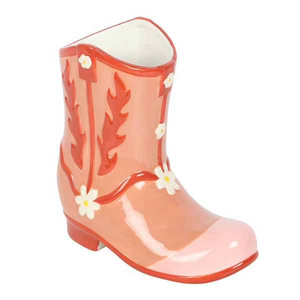 Vaso con stivali da cowboy rosa