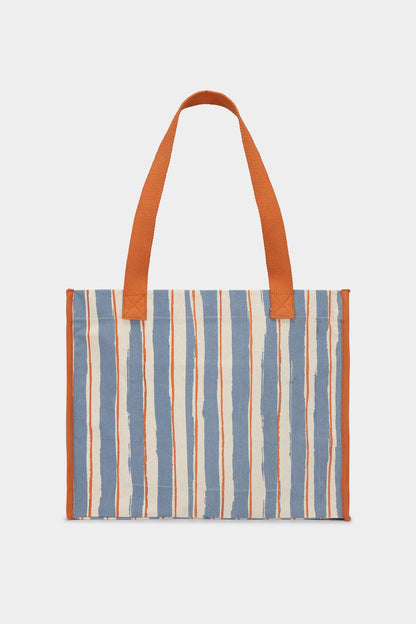 Sac cabas Claude Rayures orange et bleu