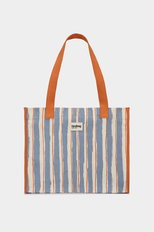 Sac cabas Claude Rayures orange et bleu