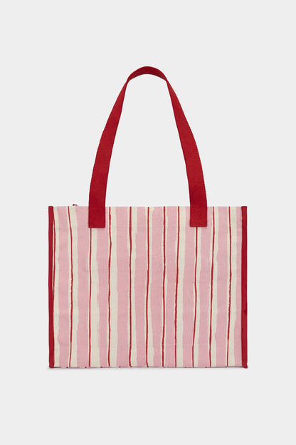 Sac cabas Claude Rayures rouge et rose
