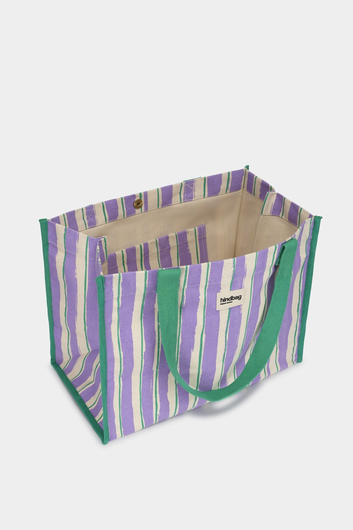 Sac cabas Claude Rayures Vert et Parme
