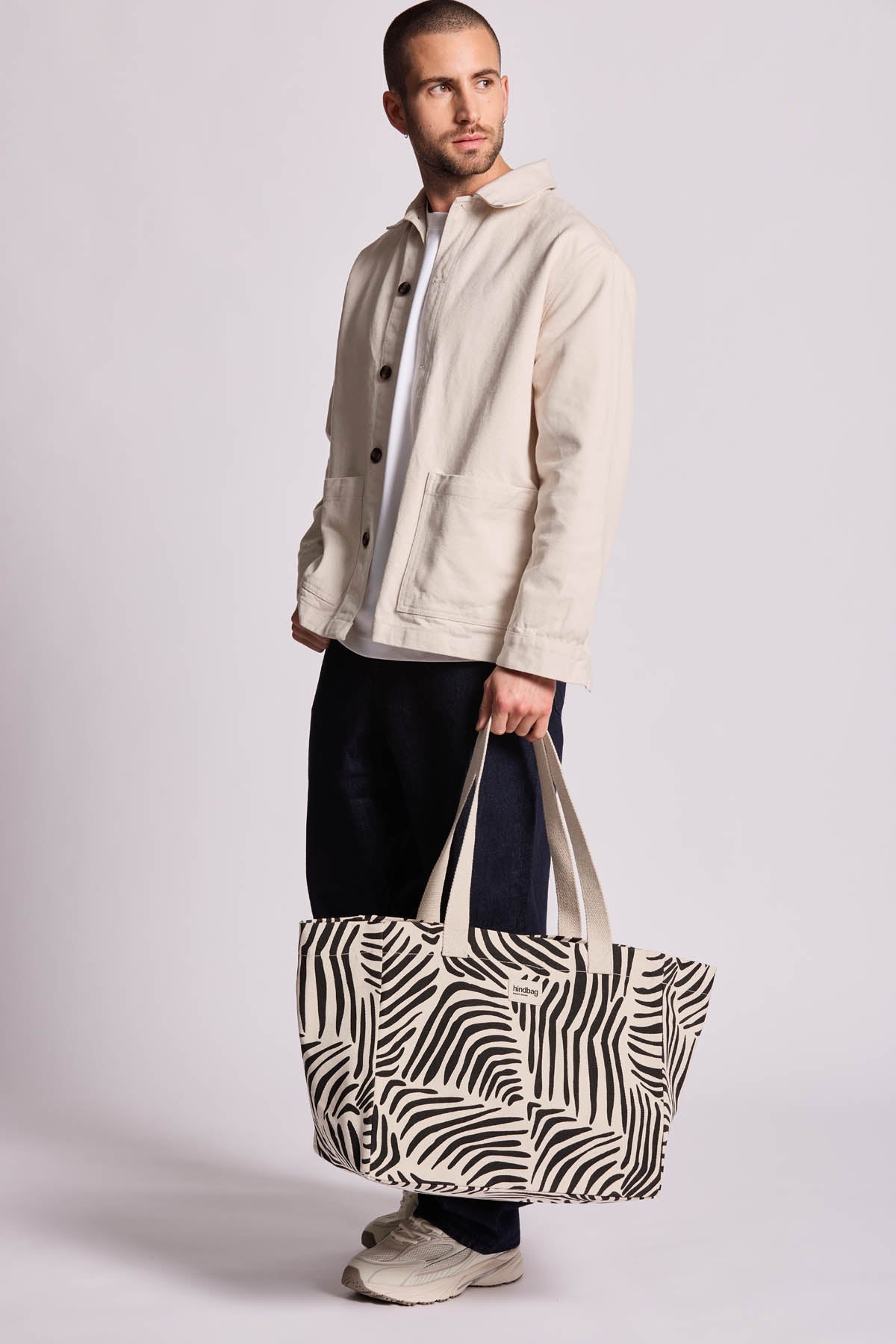 Sac cabas Claude Zèbre écru