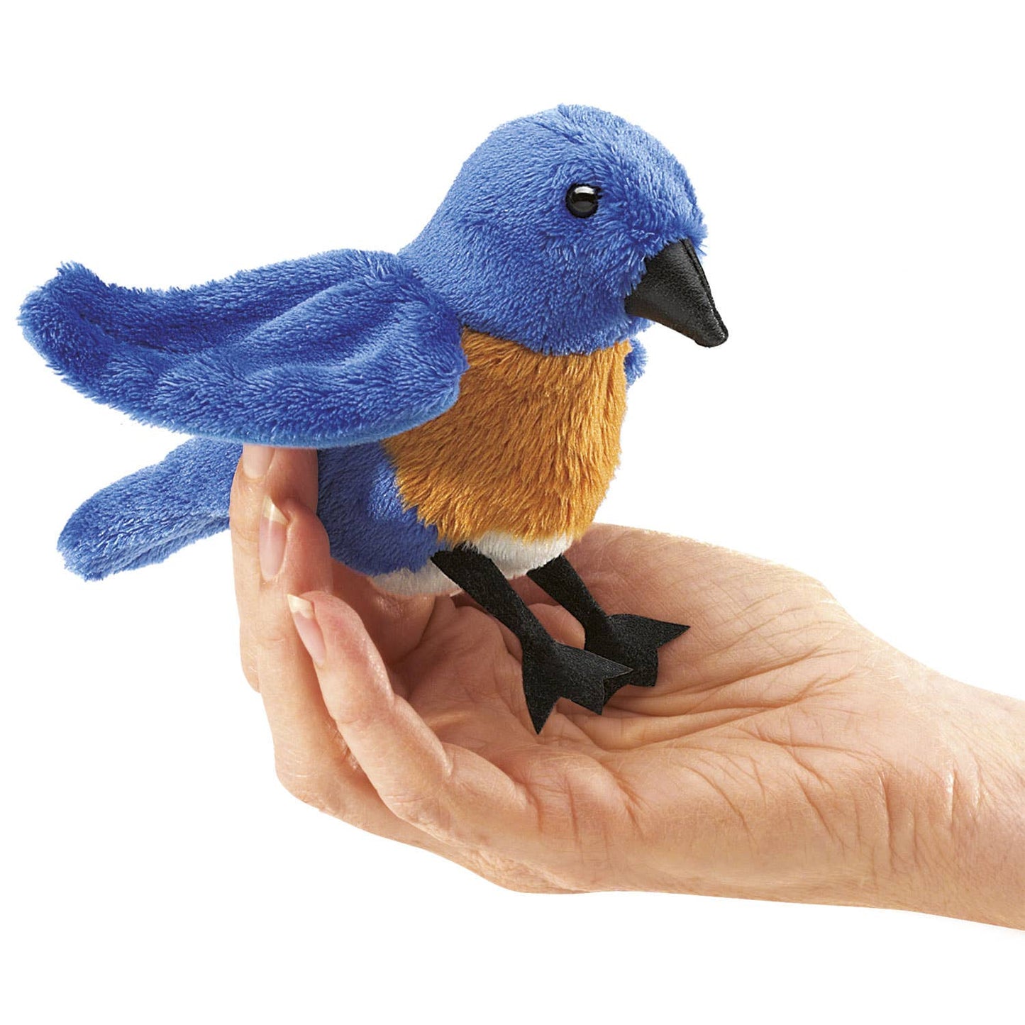 Marionnette à main Mini Hüttenhänger oiseau (bleu) 2755/ Mini Bluebird Folkmanis réaliste
