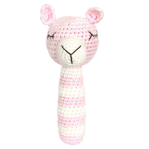 Hochet en crochet lama - rose clair