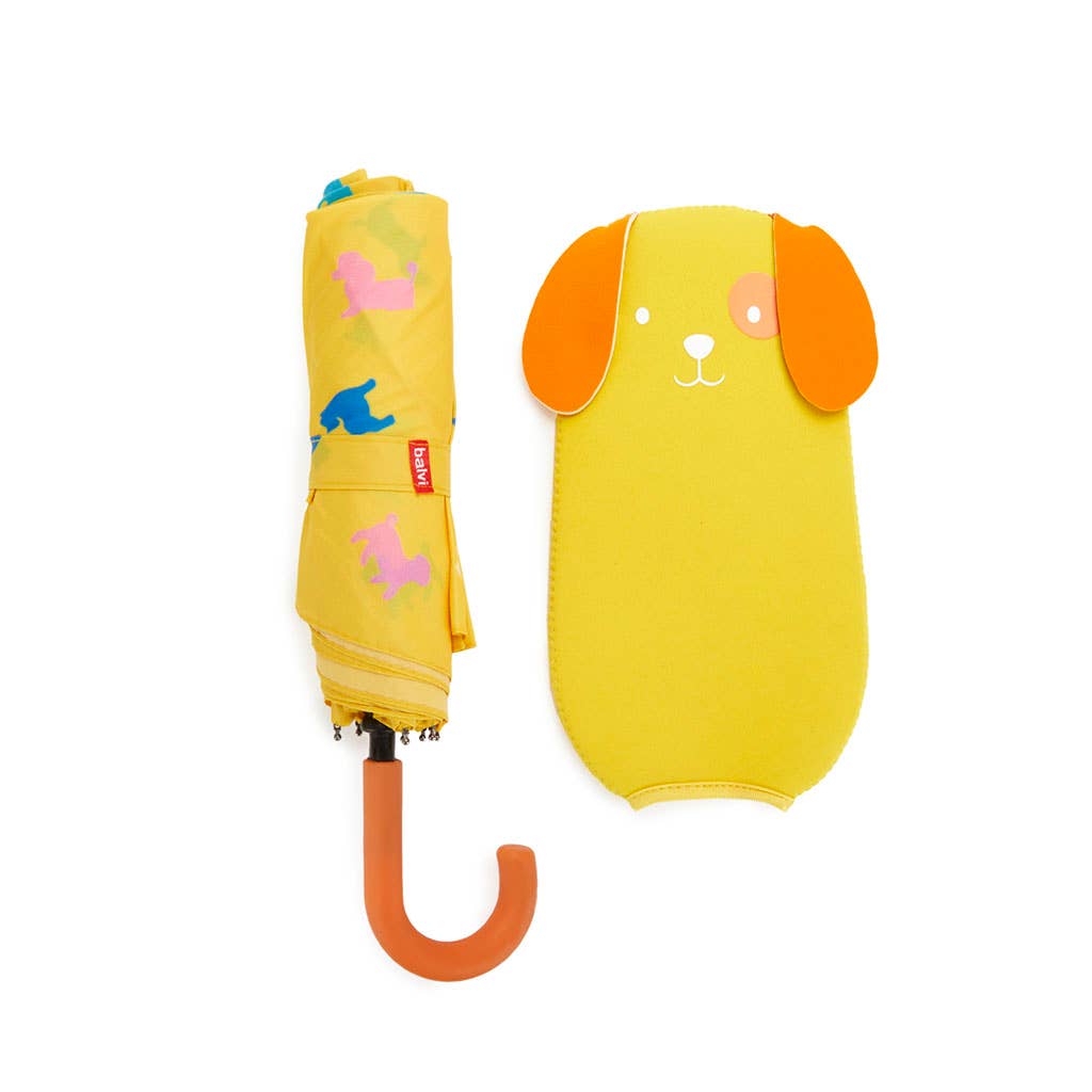 Children's umbrella, Puppymbrella, yellow, with cover, nylon