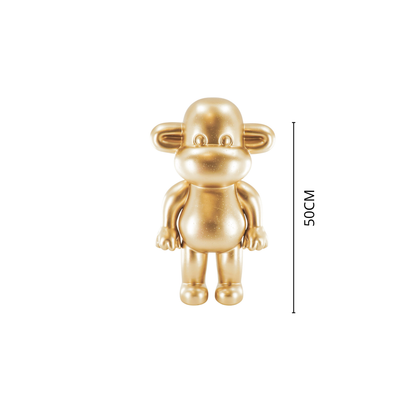 Ornament - Apenbeeldje 'De Legende' - Polyresin - Goud - 33x21x50cm