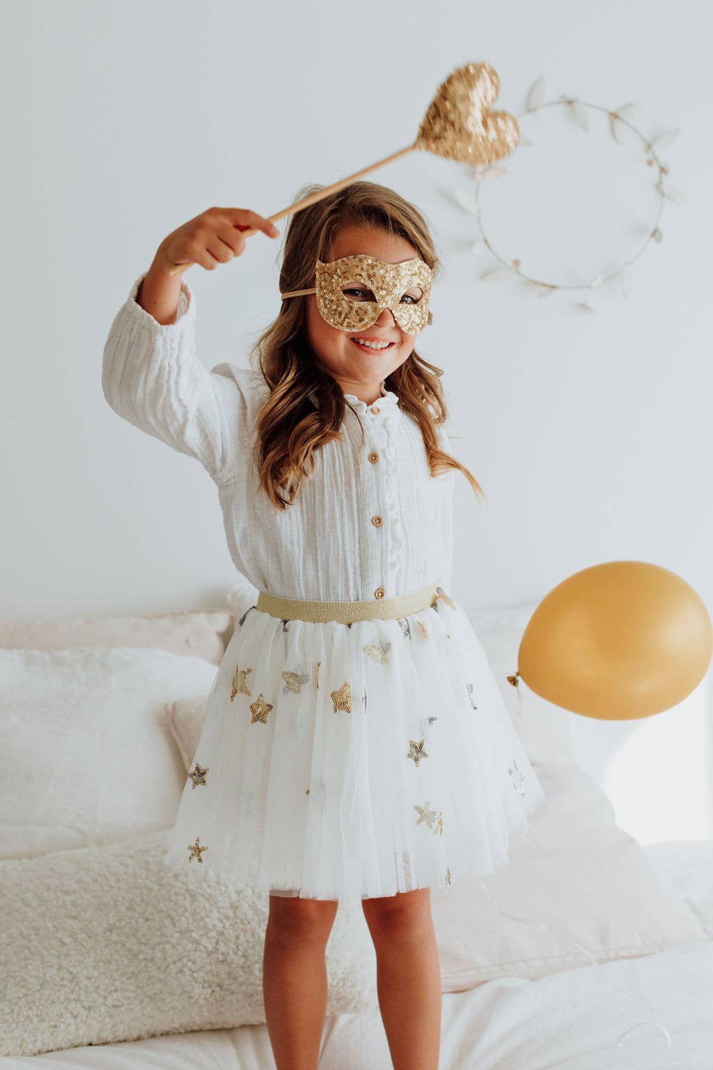 Varita mágica - Corazón de lentejuelas doradas