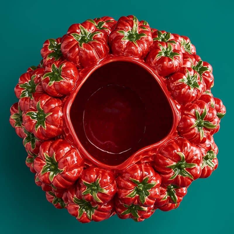 Vaso di pomodoro, gres rosso, 33,5 x 32 x 33 cm Fatto a mano