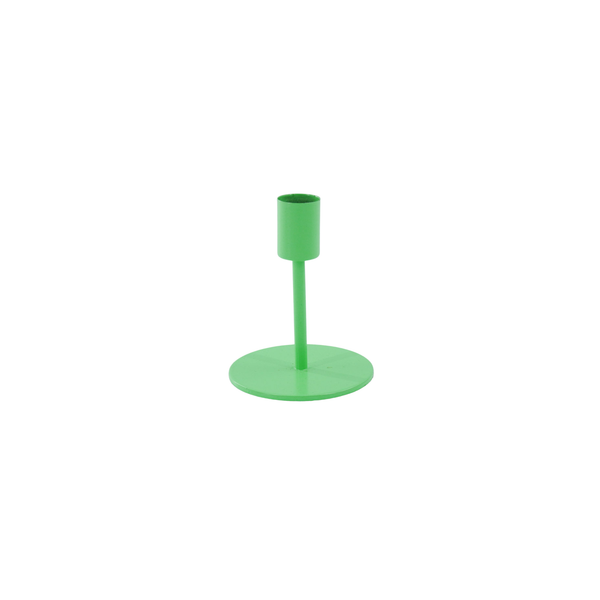 Candelabro básico de metal verde neón de 8x8x10 cm.