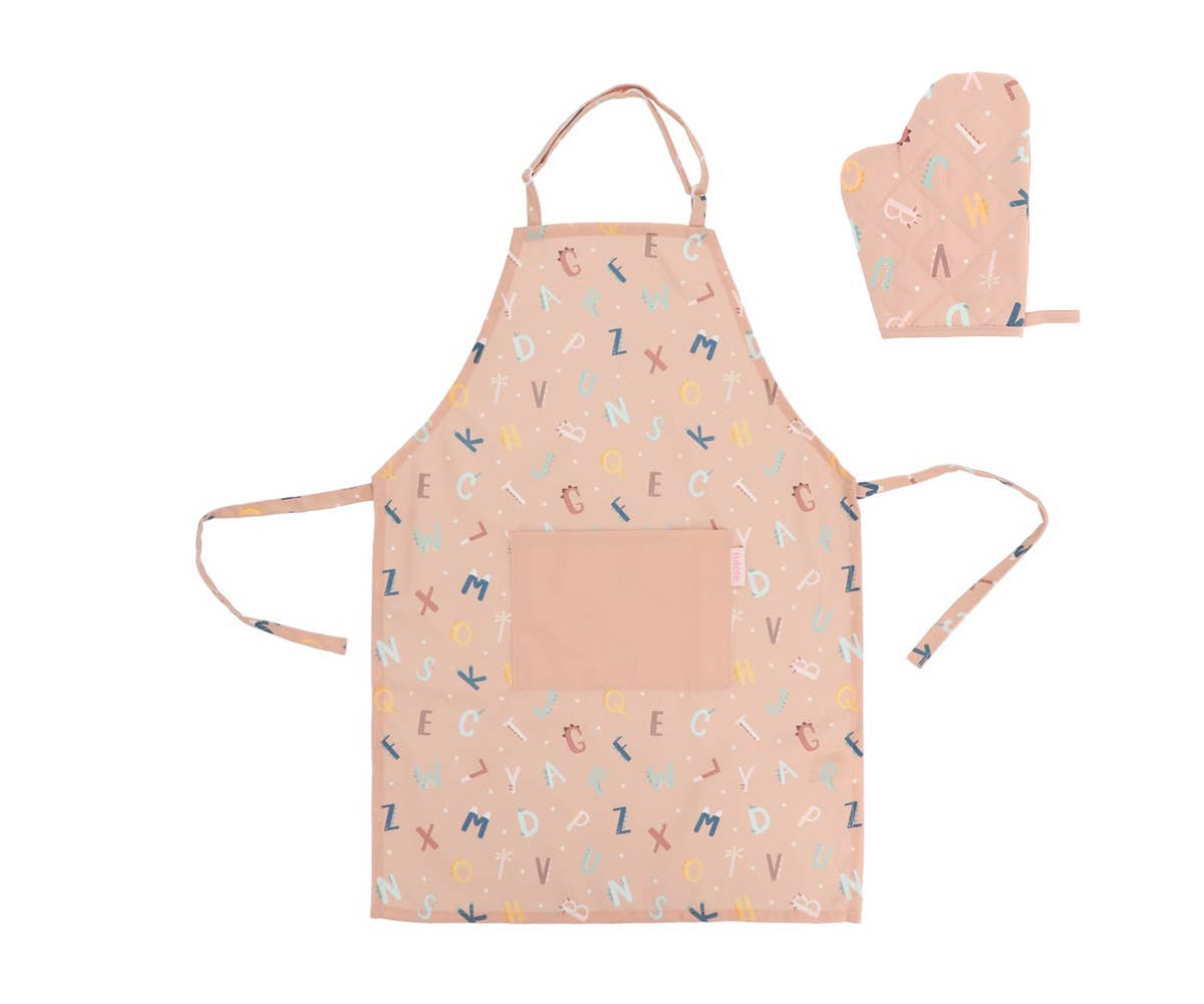 Funny Alphabet Letters Apron and Pot Holder Set