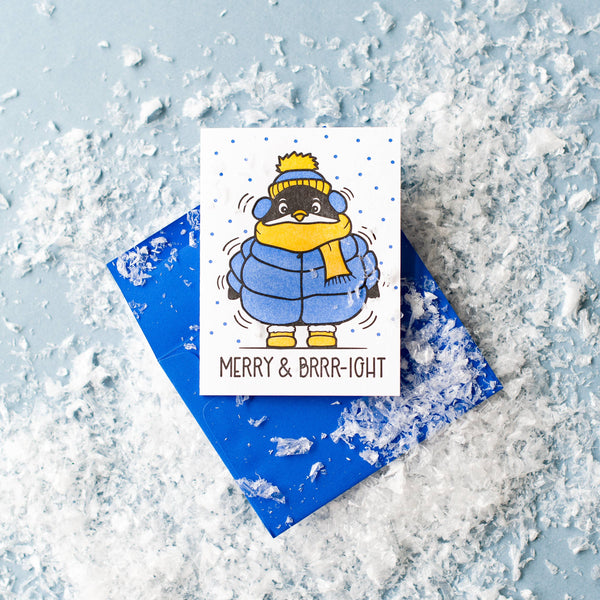 Penguin Greeting Card "Merry & Brrright"