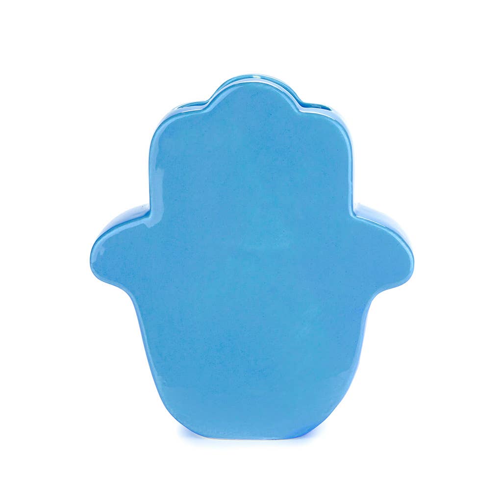 Vaas, Gelukshand, blauw, keramiek