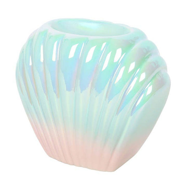 Bruciatore di oli essenziali a forma di conchiglia iridescente