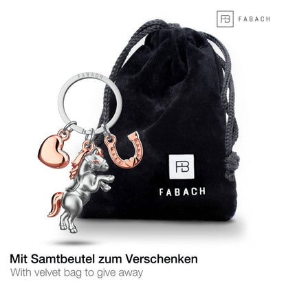 Porte-clés Cheval avec Cœur et Fer à cheval "Pony"