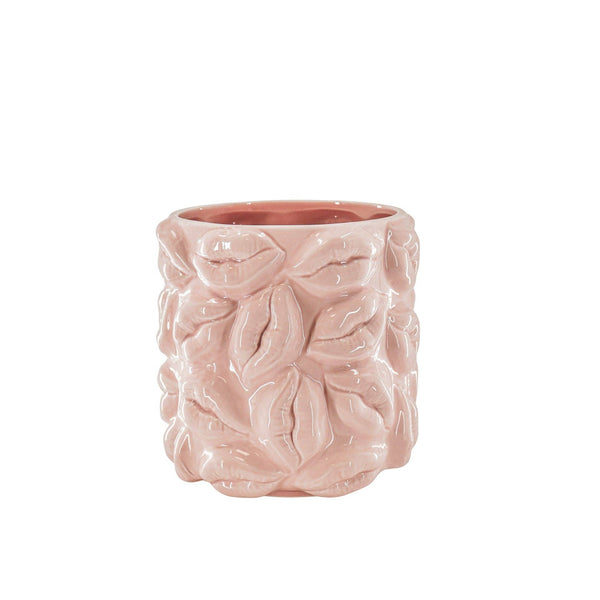 Pot - Bisous - Céramique - Rose clair - 17,5x17,5x17,5cm