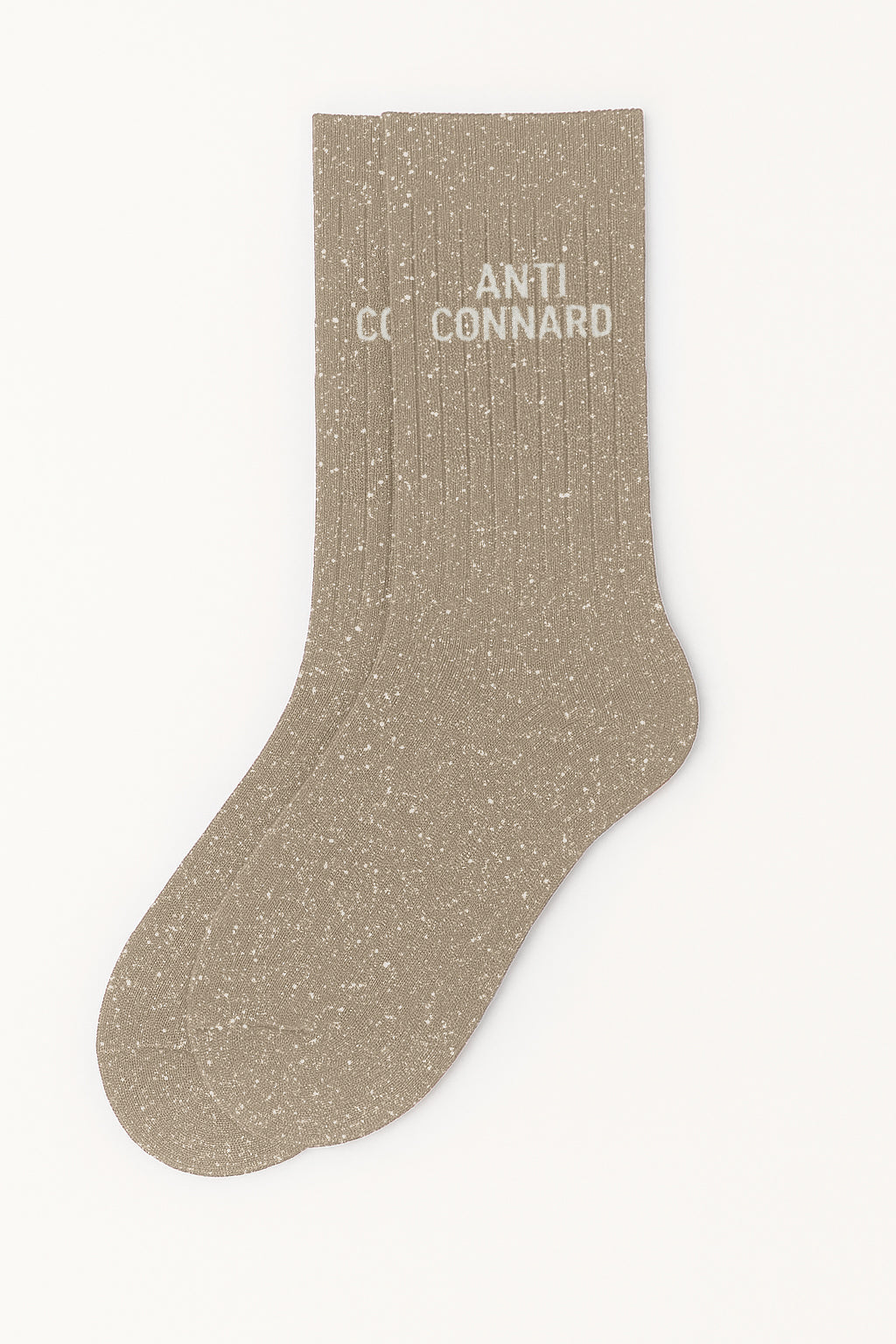 Chaussettes à Paillettes à Message "Anti-Connard" - Beige