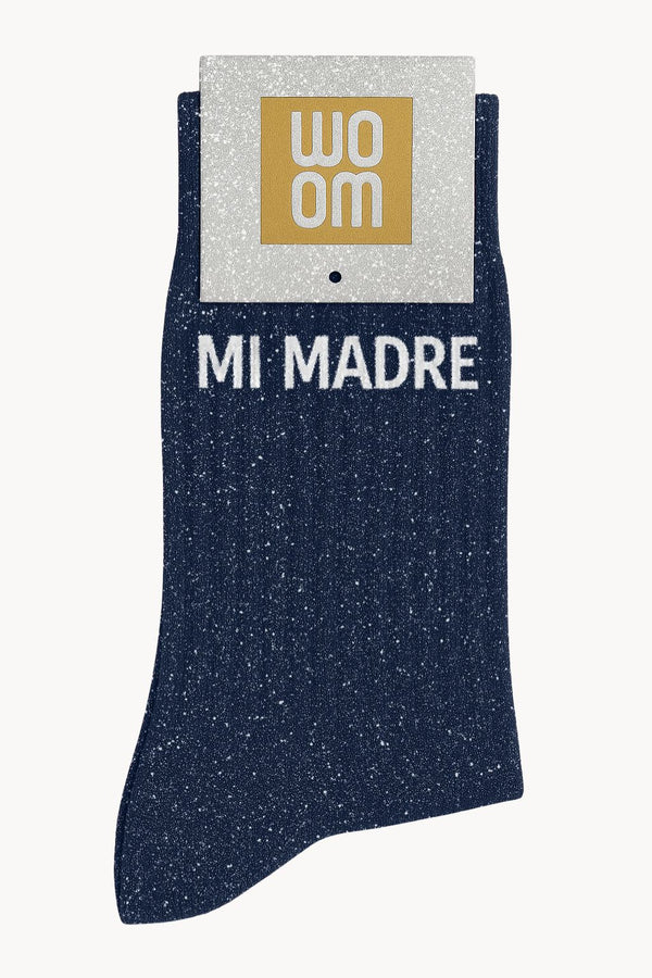 Chaussettes à Paillettes à Message "Mi Madre" - Marine