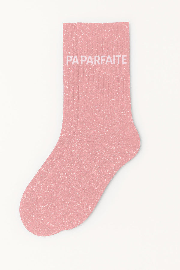 Chaussettes à Paillettes à Message "Parfaite" - Rose