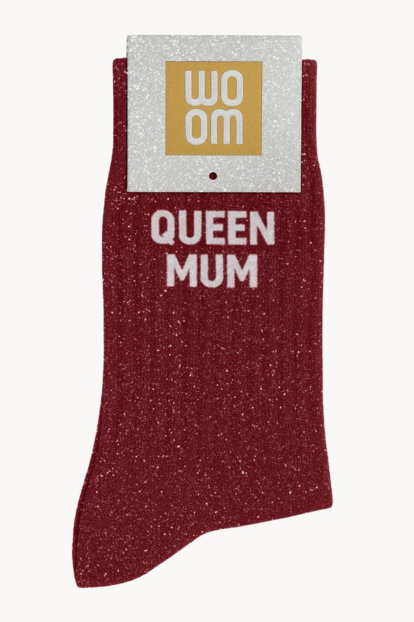 Chaussettes à Paillettes à Message "Queen Mum" - Cherry Pop