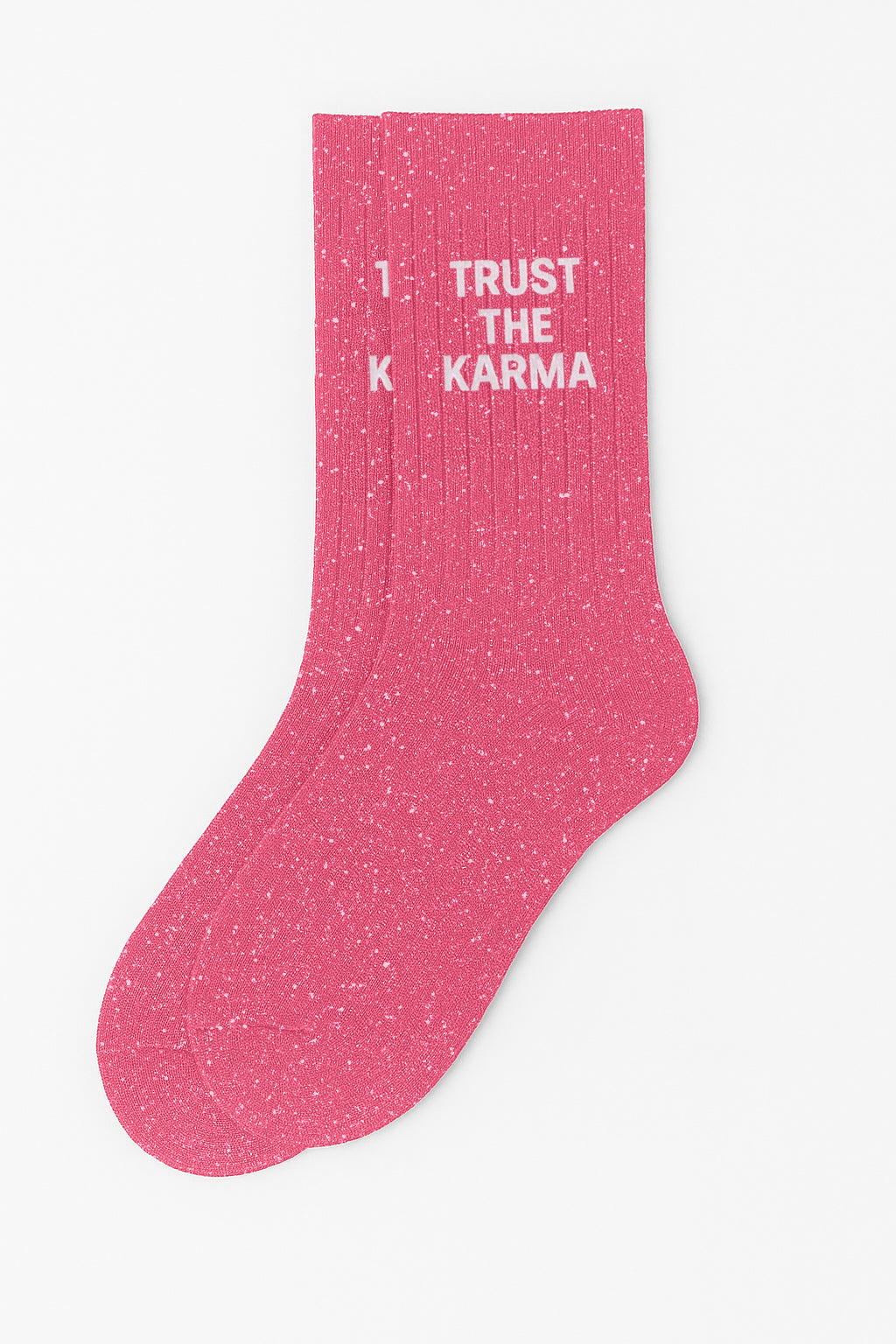 Chaussettes à Paillettes à Message "Trust The Karma" - Rose Bubble