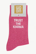 "Trust The Karma" Glitter Socks - Bubblegum Pink