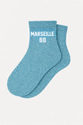 "MARSEILLE BB" Glitter Short Socks - TURQUOISE
