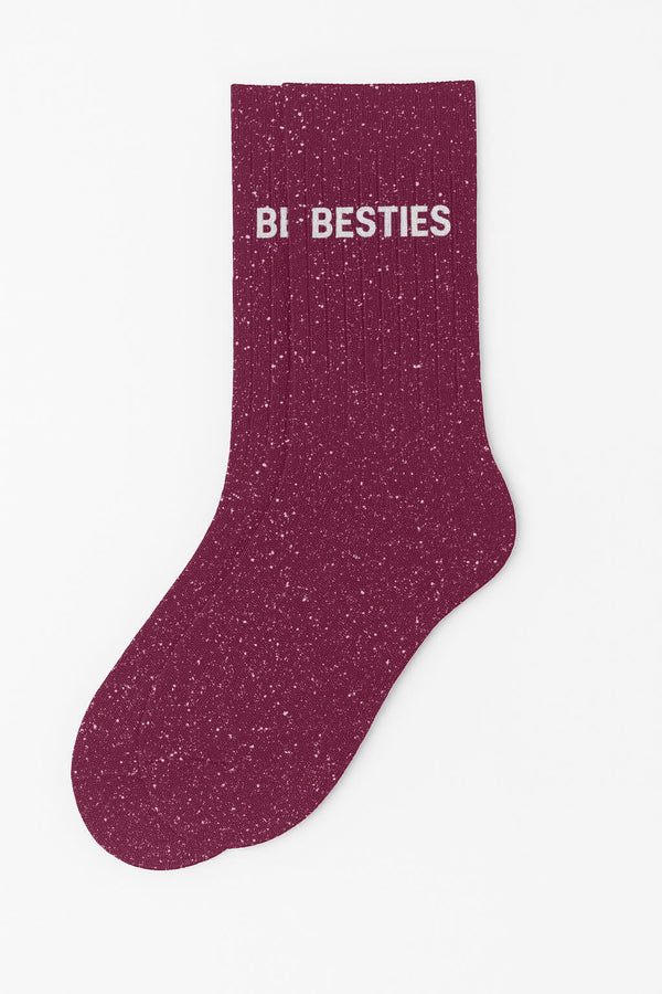 Chaussettes à Paillettes à Message "Besties" - Violet