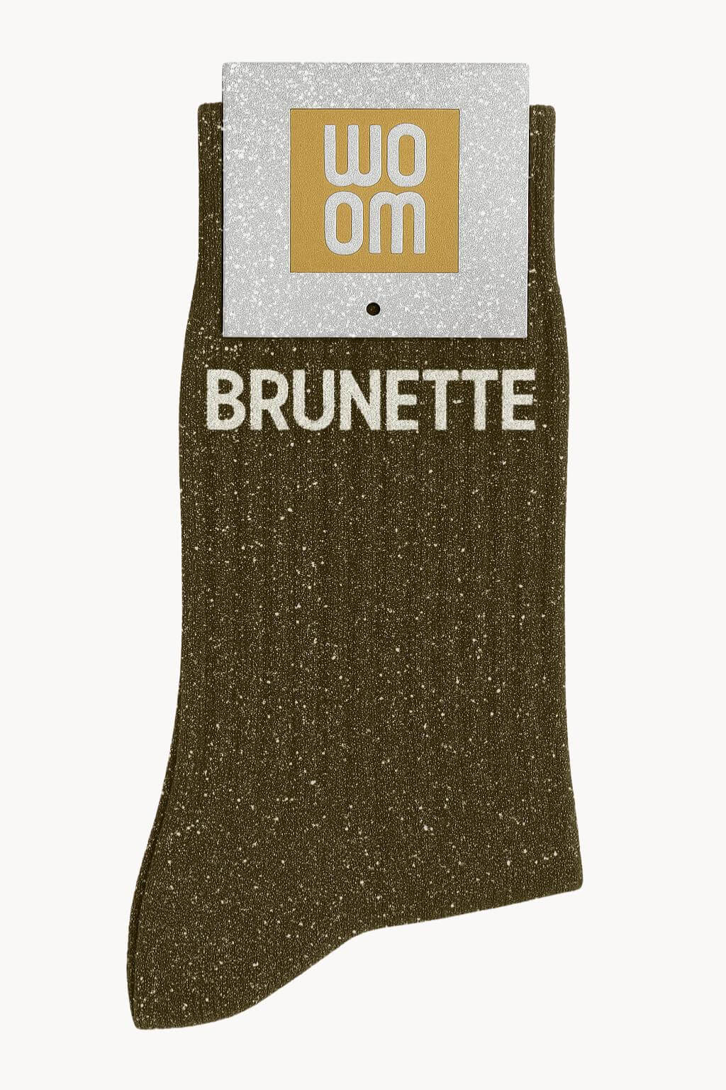 メッセージ入りグリッターソックス「Brunette」 - カーキ